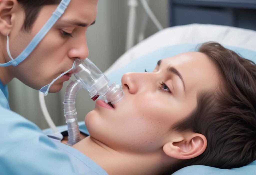 Patient receiving oxygen therapy for acute hypoxic respiratory failure.