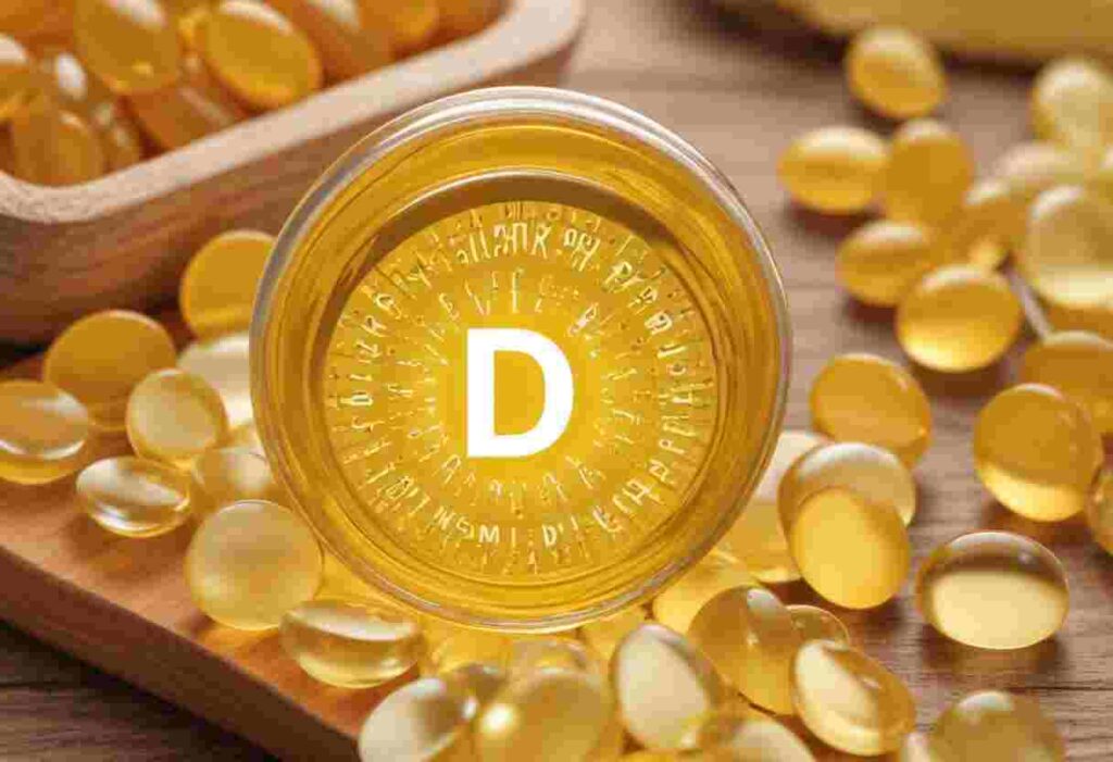 Sources of Vitamin D including sunlight, fish, eggs, and fortified foods.